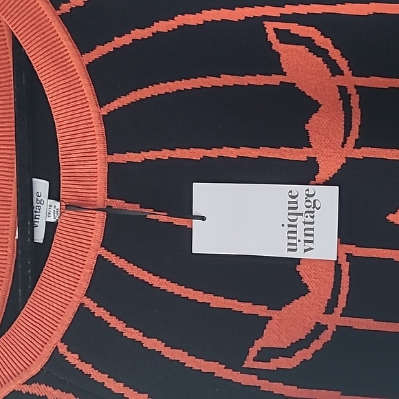 Unique Vintage Black and Orange strip Pumpkin Annaleigh Sweater 1X NEW - Picture 4 of 5